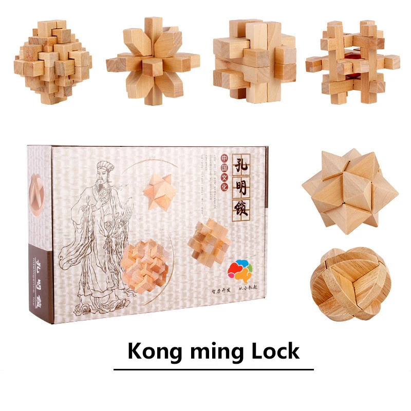 

Children's Leisure Educational Wooden Toys Lock Luban Lock Six Piece Set Unlock Toys