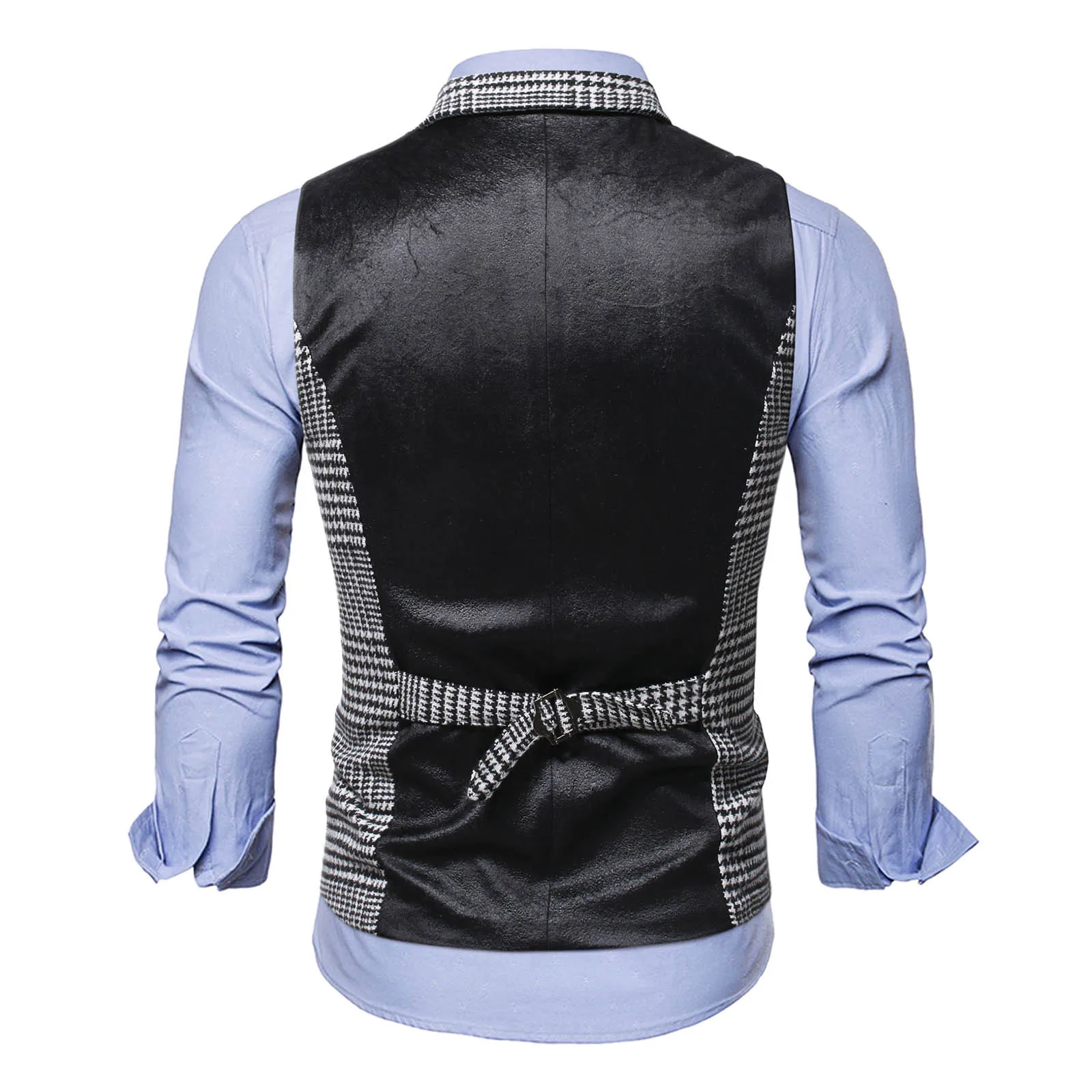 Мужской костюм жилет модный приталенный тонкий клетчатый мужской топы