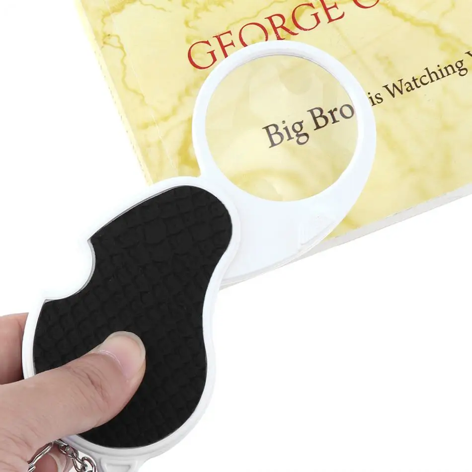 Портативная Лупа 5X 43 мм ABS + PU ручка оптическая линза складная со светодиодной