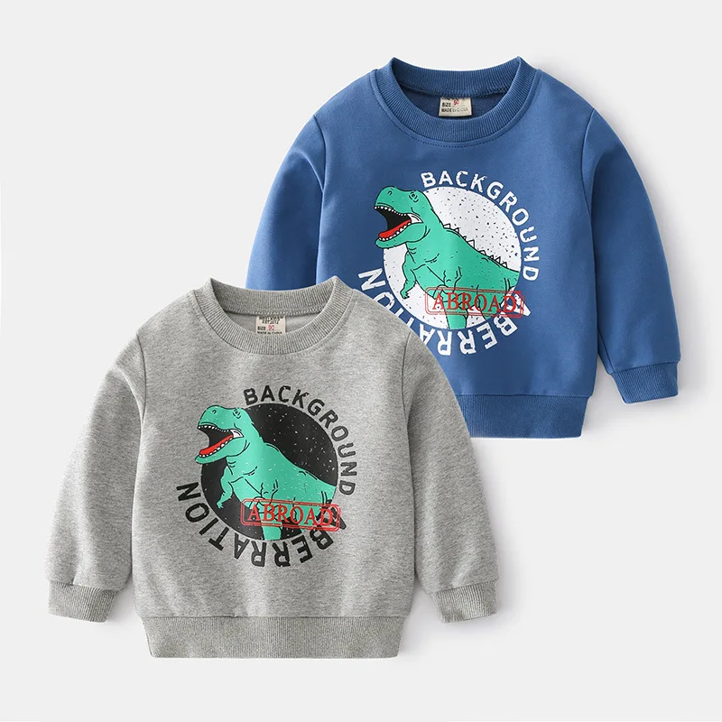 

Свитшоты с мультипликационным динозавром для мальчиков, пуловер с длинным рукавом на осень и весну, топы для детей, детская одежда