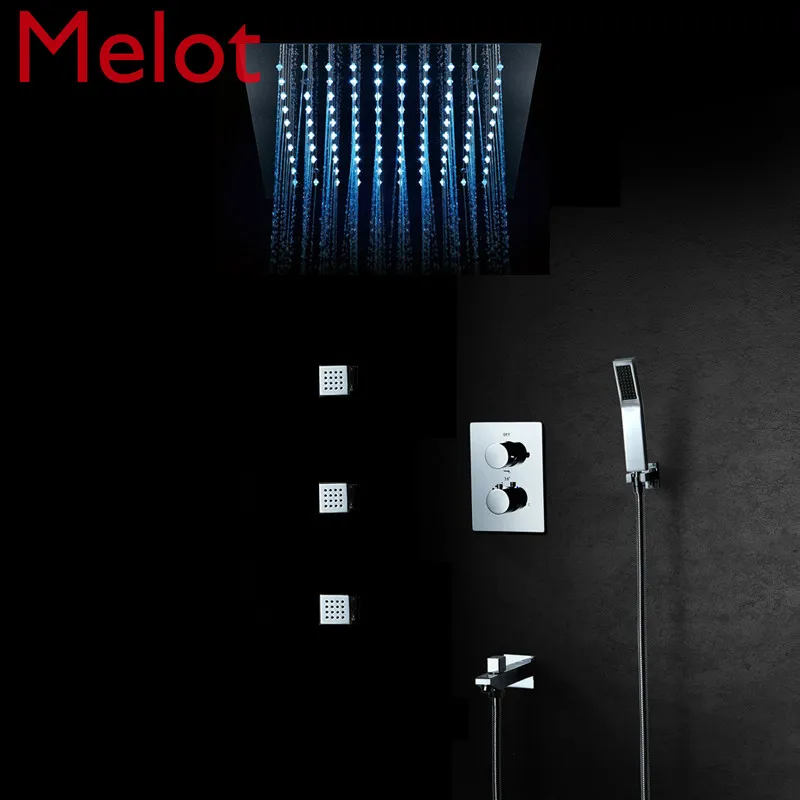

M Boenn Luxury Shower System Ceiling LED Showerheads Rain Shower Set Bathroom 304 Stainless Steel Thermostatic Concealed mixer