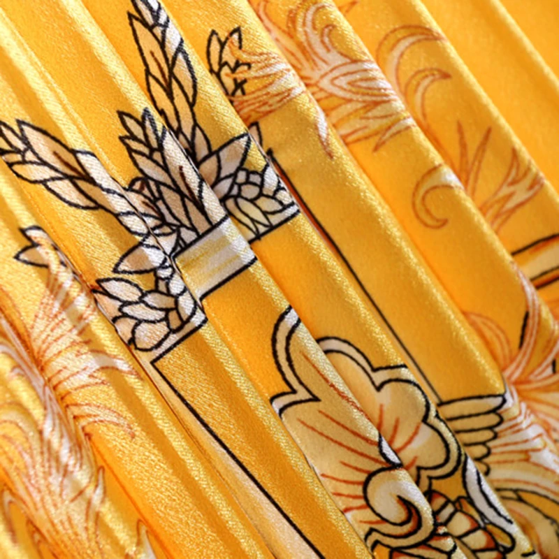 Trytree/осенне зимняя женская повседневная юбка в стиле ампир желтая плиссированная