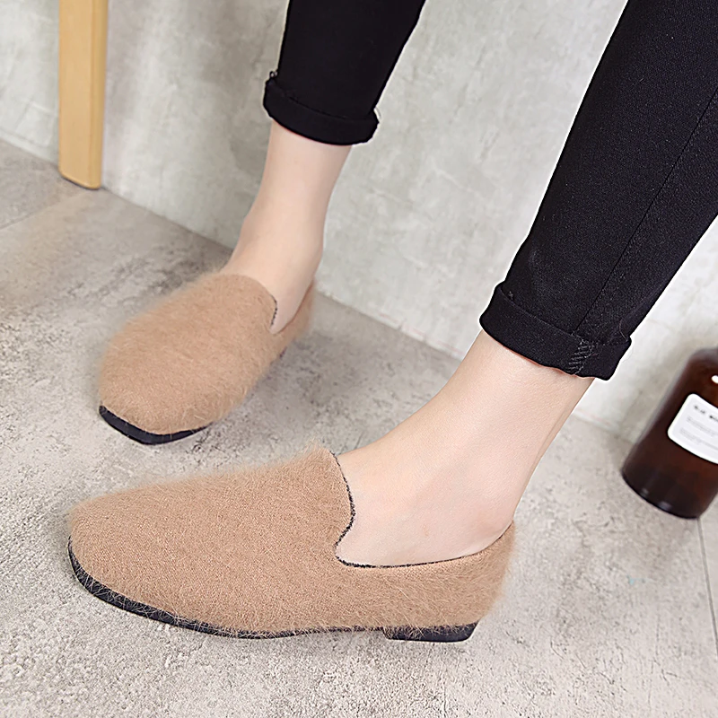 Зимняя женская обувь на плоской подошве Теплые слипоны Водонепроницаемые