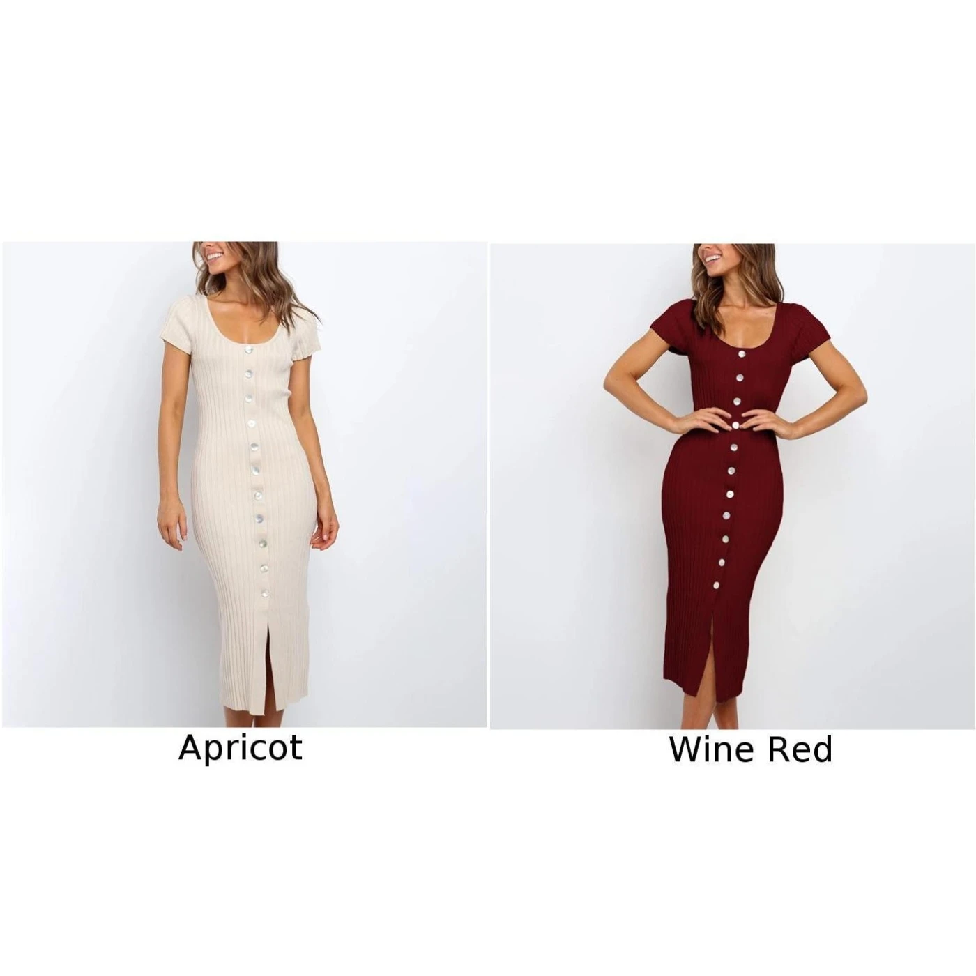 Женское платье трикотажное приталенное с коротким рукавом карандаш пуговицы