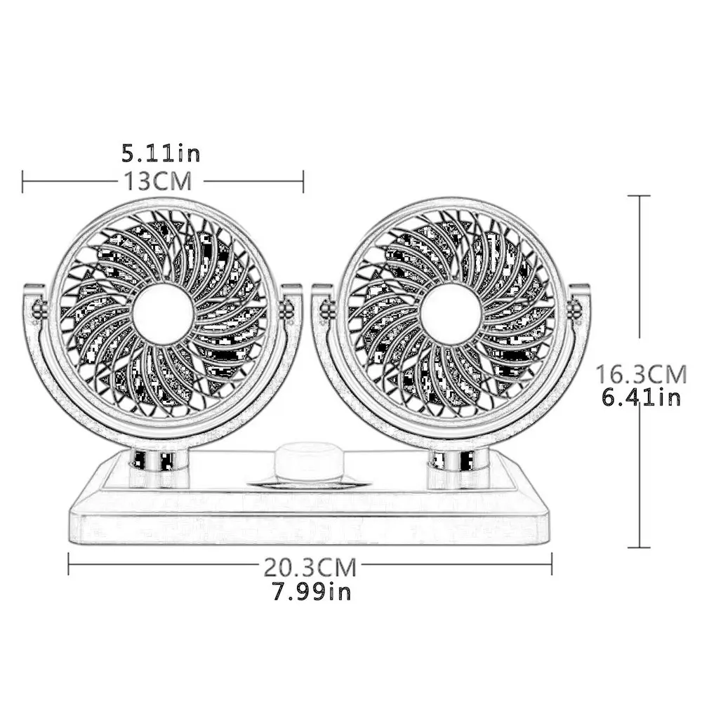 

Car Fan Double Head 12V/24V USB Truck Powerful Mute Large Wind Cooling Fan Car Van Universal Cooling Fan