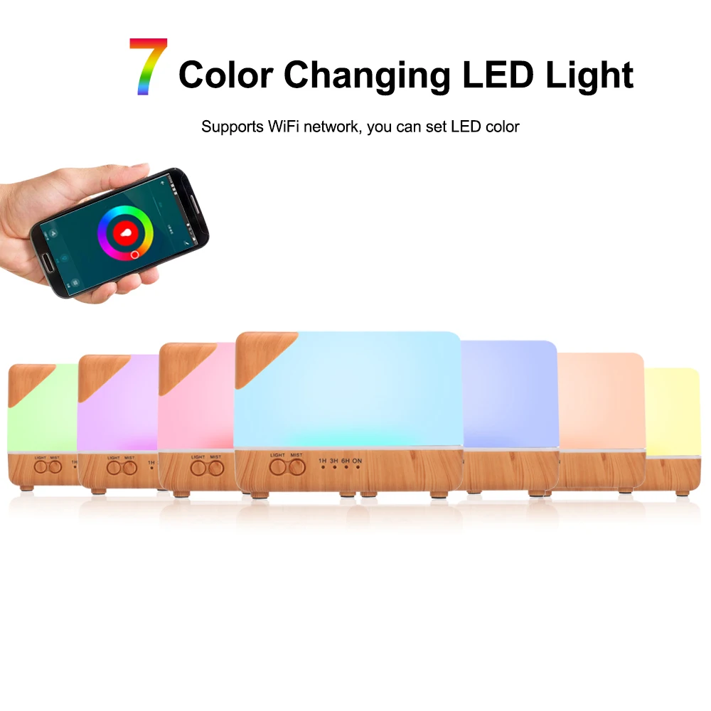 Tuya Smart Wifi Беспроводной светодиодный Ночной светильник 700ml увлажнитель с эфирными