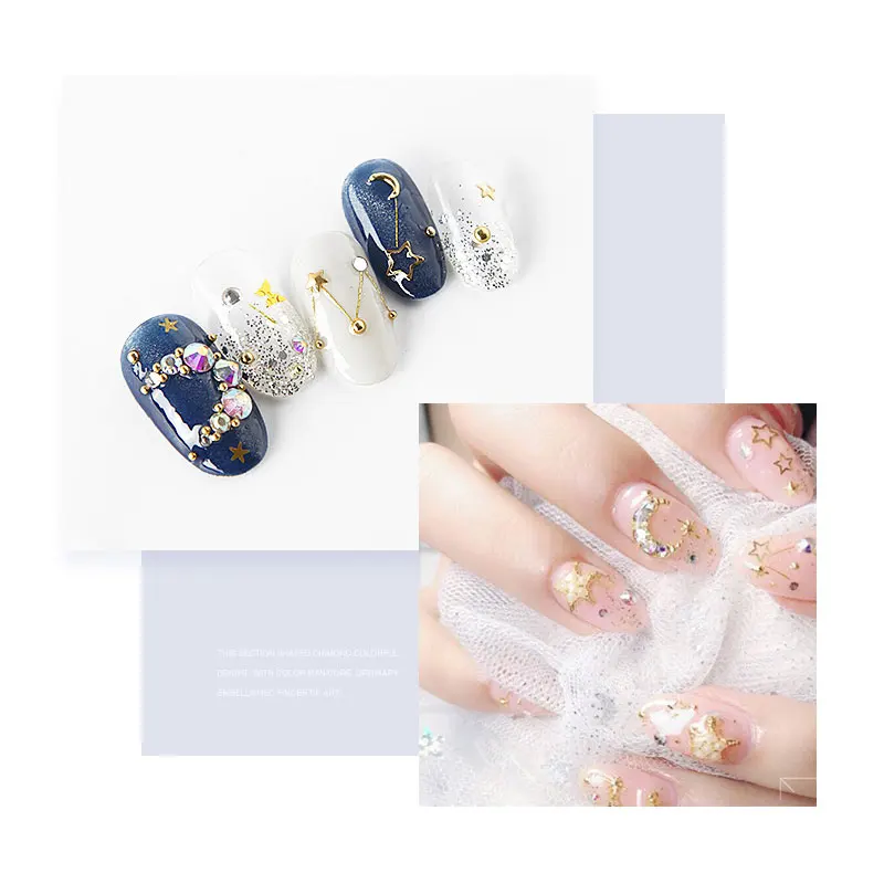 Золотые серебряные лунные Звездные заклепки блестящие смешанные Стразы AB