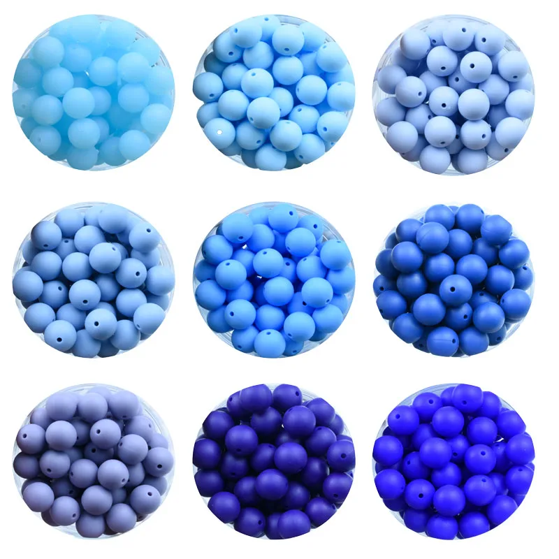 Cuentas redondas de silicona para dentici&oacute;n de beb&eacute;, Clips masticables para chupete, de grado alimenticio, sin BPA, juguete de dentici&oacute;n, 100 piezas, 15MM-3