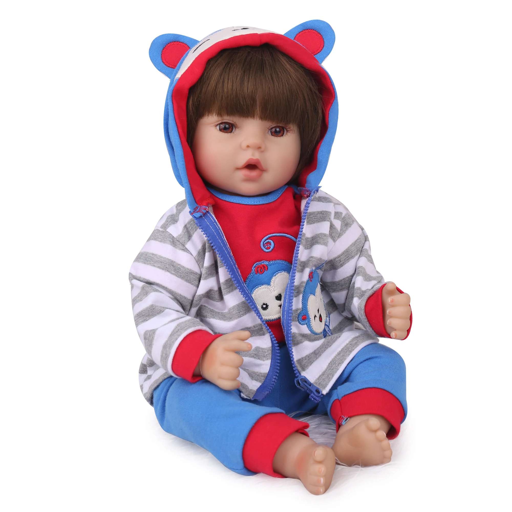 

Realistic Reborn Baby Dolls Lifelike Reborn Boy 18 inch Toddler Soft Body Toy Gift Set