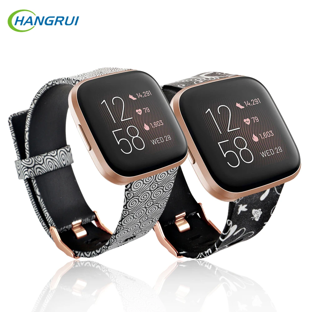 Hangrui для Fitbit Versa 2/Versa Lite/Versa мягкий силиконовый ремешок с цветочным принтом сменный