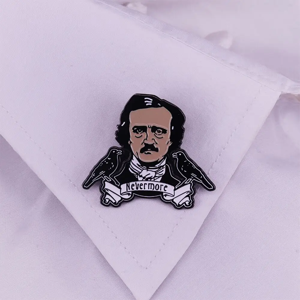Эмалированная булавка Edgar Allan Poe Nevermore Готическая пугающая брошь для Хэллоуина