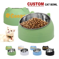 personalized cat bowl customized tilted stainless steel cat bowl cats 15 degree food water feeder safeguard neck protection dish