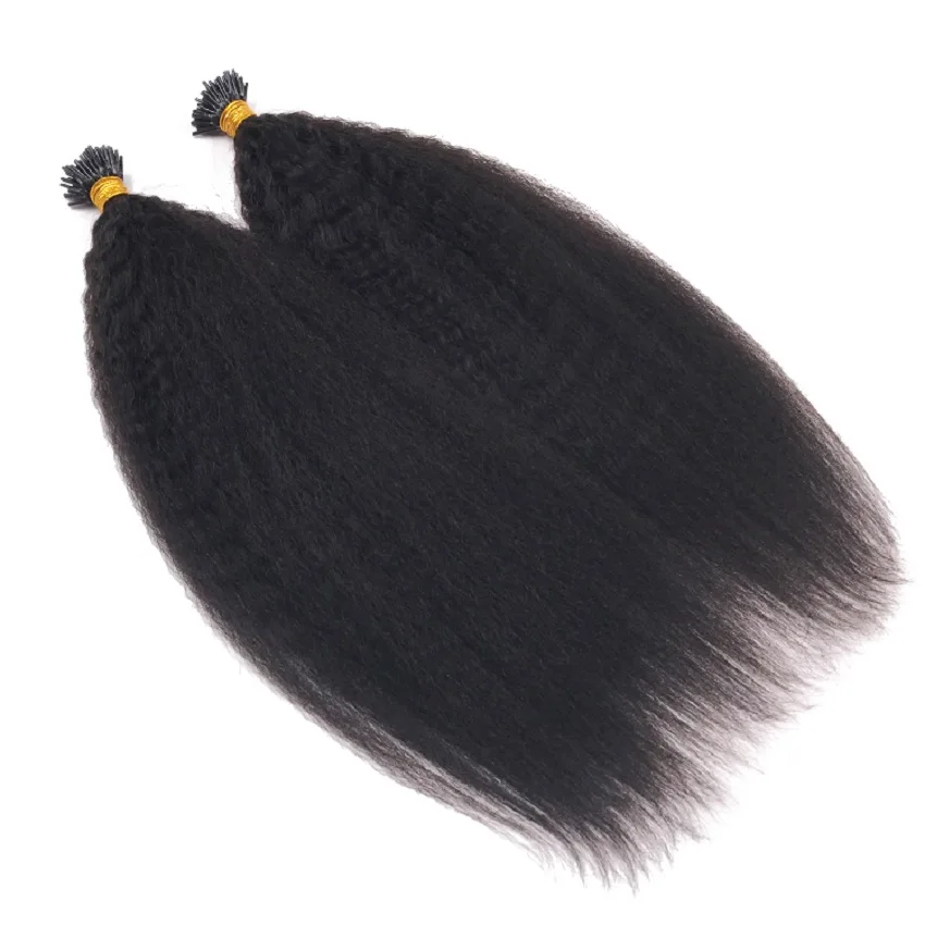 Бразильские человеческие волосы I Tip для наращивания курчавые прямые