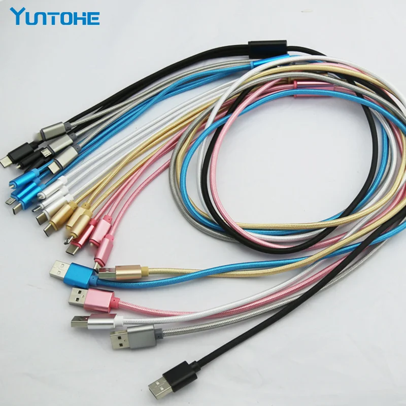 Зарядный кабель Micro USB Type-C 3 в 1 для iPhone Xiaomi Redmi Note Samsung мобильный телефон USB-кабель