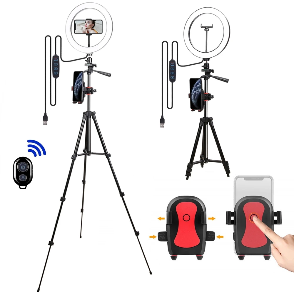 Кольцевой светильник для селфи светодиодный кольцевой Фотокамера фотография