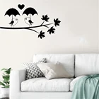 Ветка дерева с птицами зонтик сердце любовь пара на День святого Валентина настенная Виниловая наклейка для автомобиля Настенная Наклейка художественный Декор