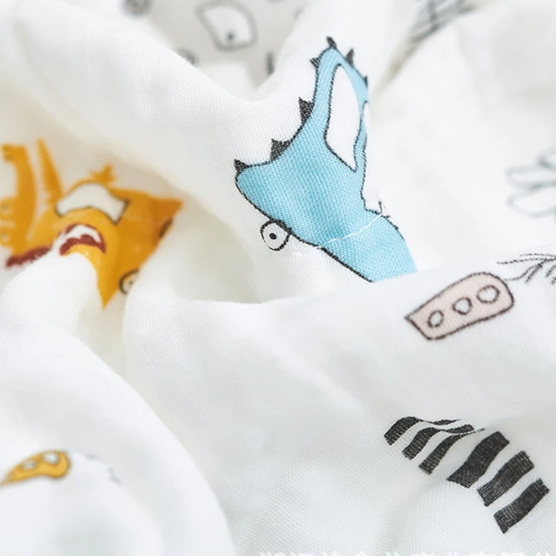 Детское летнее хлопковое муслиновое одеяло с мультяшным принтом банное