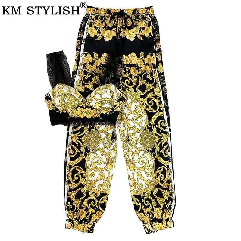 2019 Ранняя осень новый тренд женский комплект кружева барокко шаблон жилет с