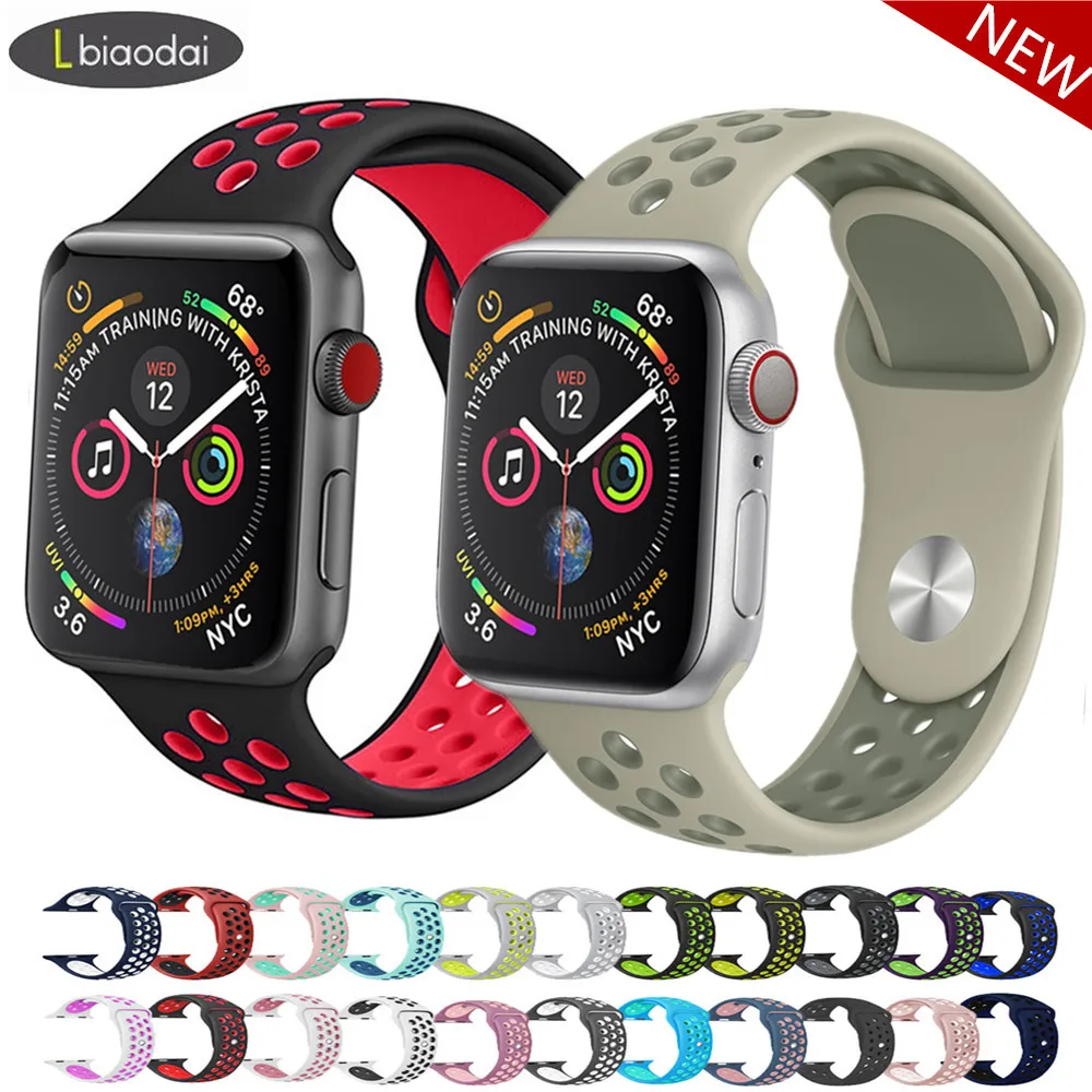 Спортивный ремешок для Apple Watch 42 мм 38 мм iWatch 44 мм 40 мм силиконовый браслет ремешок для Apple watch 5 4 3 2 1 42/44 мм