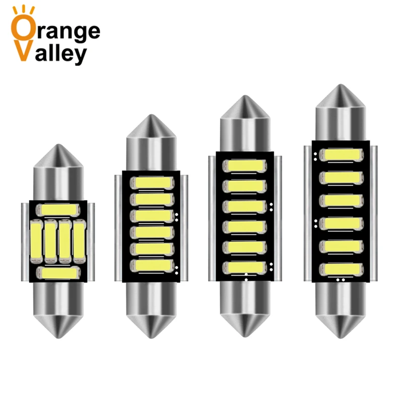 

100 шт. C5W Festoon 6 светодиодный 7020 SMD автомобильный интерьерный светильник для чтения купольная лампа 31 мм 36 мм 39 мм 41 мм DC 12 В