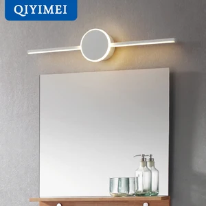 Светодиодные Настенные светильники для ванной комнаты, гостиной, белые, черные, железные, алюминиевые, акриловые основания, комнатные зеркальные светильники, светильник