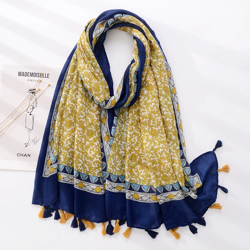 

New Ladies Spring Scarf Retro Bohemian Cashew Print Beauty Sunscreen Hair Accessories Pashmina Buffada Women Scarf