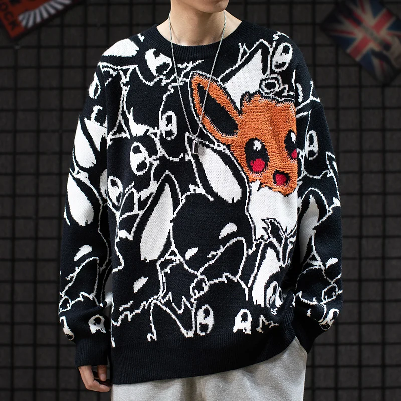 

Japan Anime Sweater Cartoon Cute Men Fashion Round Collar Loose Knitwear Woolen
