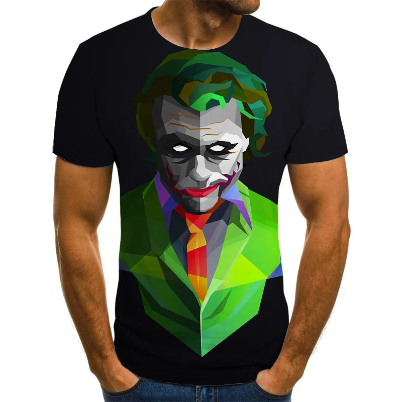 

Мужская футболка с 3D-принтом клоуна, Повседневная футболка с коротким рукавом и круглым вырезом, уличная одежда с принтом, мужские футболки ...