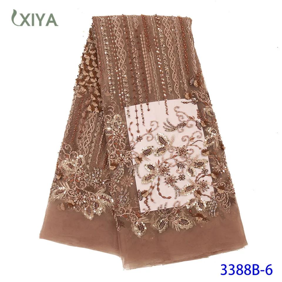 

Handmade Beads Lace Fabric African Tulle Lace Fabrics with Beads Embroidery Nigeria Net Lace Fabric French Mesh Lace APW3388B