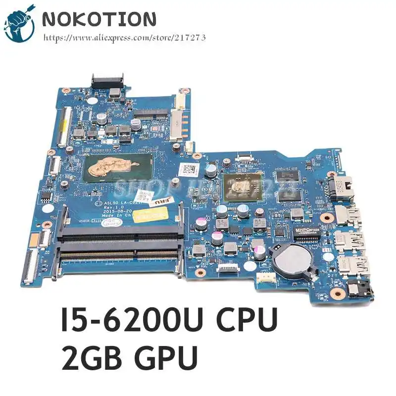 

NOKOTION For HP 15-AC 15-AC637TX 15.6 Laptop Motherboard SR2EY I5-6200U R5 M330 ASL50 LA-C921P 828187-601 828187-001 828187-501