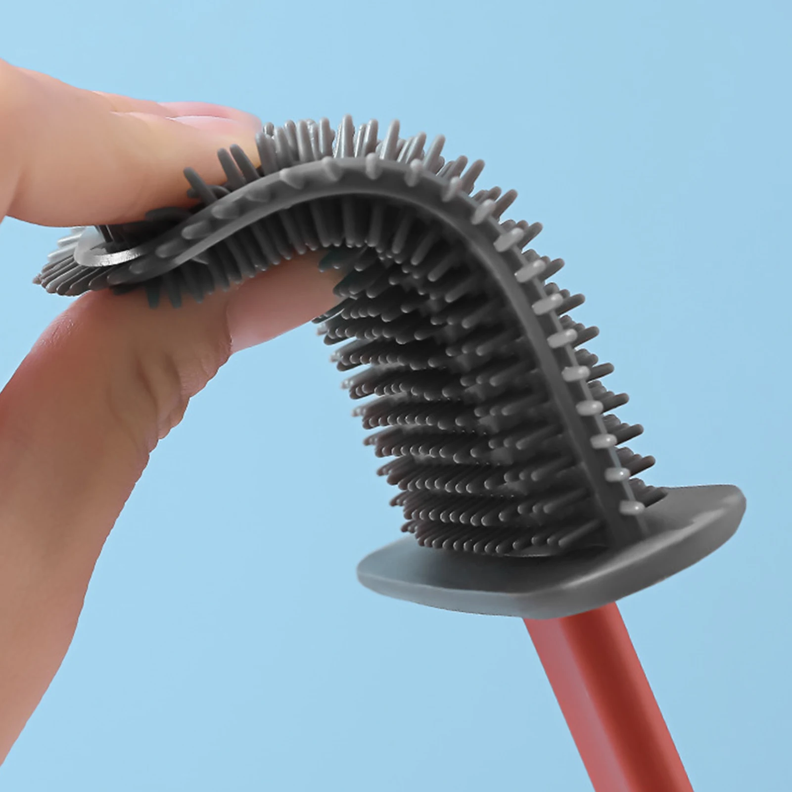 

Silicone Toilet Brush with Long Handle & Quick Drying Holder Multifunctional Soft Cleaning Brush for Corner Bathroom B2C