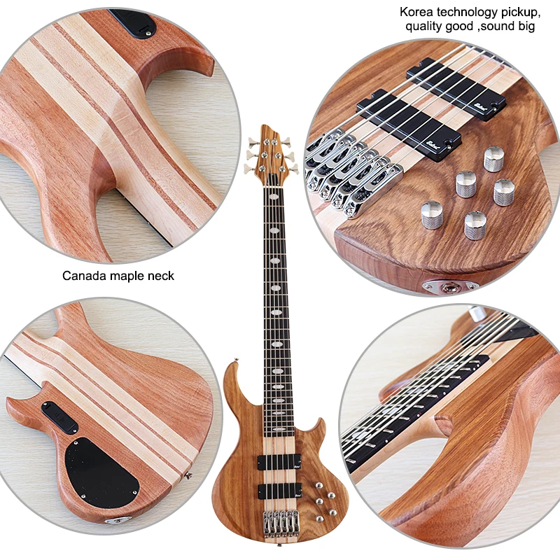 Профессиональный 6 строка электрическая бас гитара шеи через твердое дерево