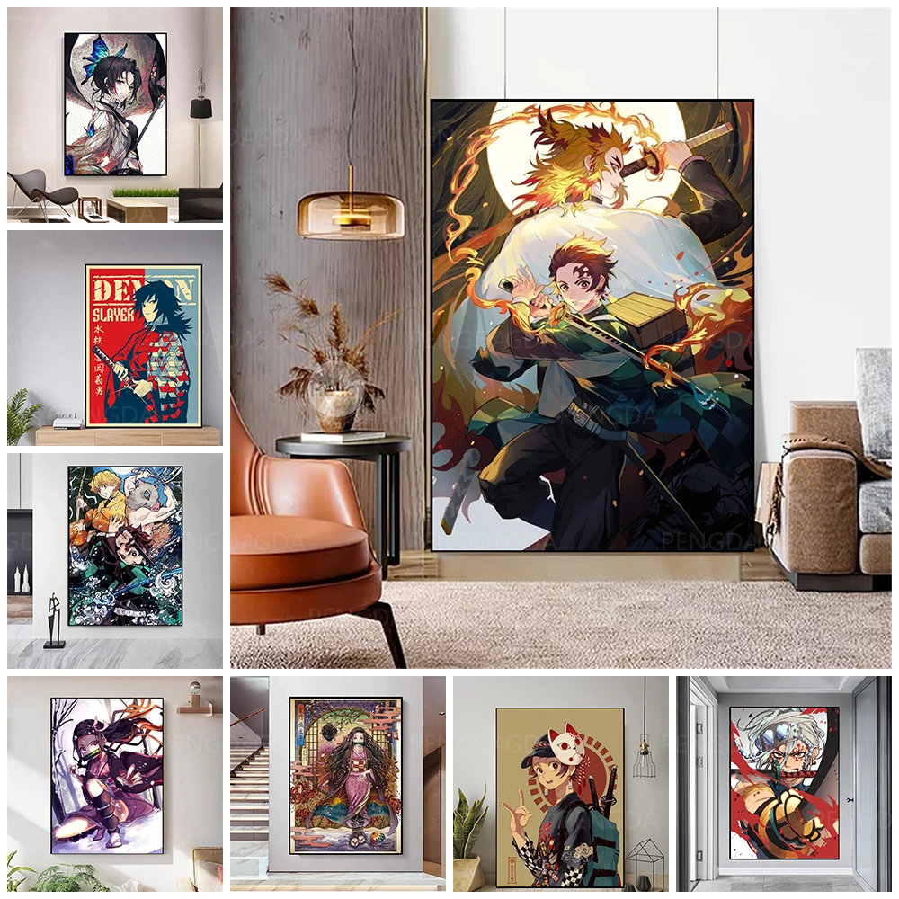 

Home Decor Wall Art Demon Slayer Canvas Painting Hd Prints Japan Anime Role Pictures For Living Room Modular Poster Framework
