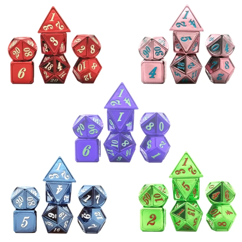 

7pcs/set Deluxe Metal Dice Polyhedral Game Dice Set RPG MTG Board Game Dice D4 D6 D8 D10 D12 D20