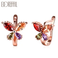 doteffil 925 sterling silver four color aaa zircon rose gold butterfly earrings for women jewelry fashion wedding party gift
