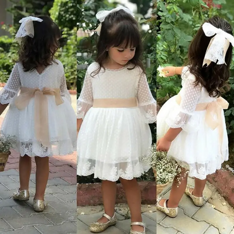 

US Flower Girl Lace Dress Toddler Kid Baby Girl Pageant Party Wedding Dreses
