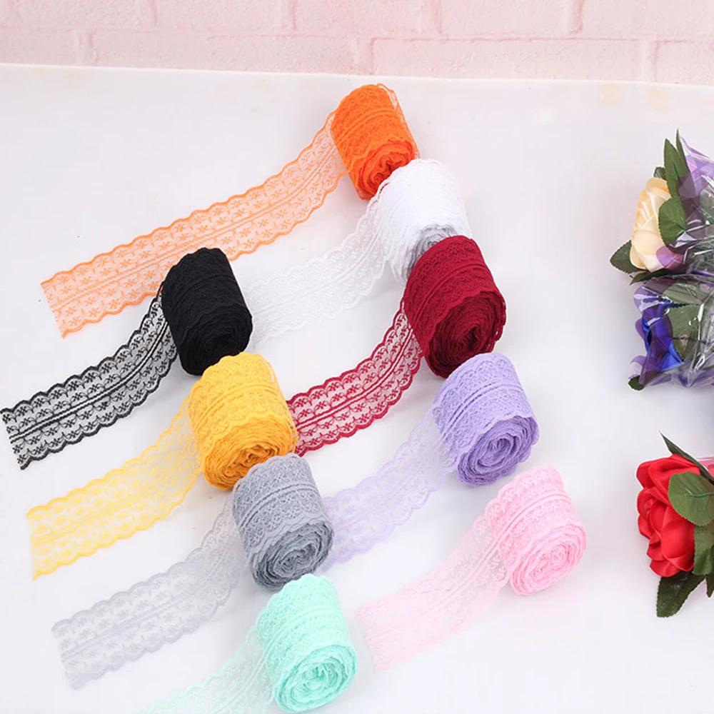 DIY кружевной ткани кружево в рулоне лента Винтаж Стиль зубчатая кромка кружевная