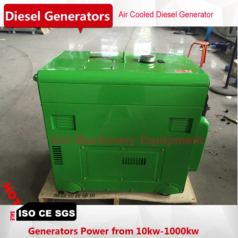 Дизельный генератор 8 кВт бесшумное воздушное охлаждение с однофазными 100%