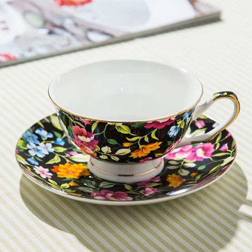 Ceramic Afternoon Black Tea Cups And Saucers Bone China Coffee Cup With Tray Porcelain Drinkware Set Dropshipping