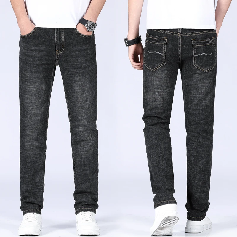Мужские Стрейчевые джинсы повседневные облегающие Высококачественные