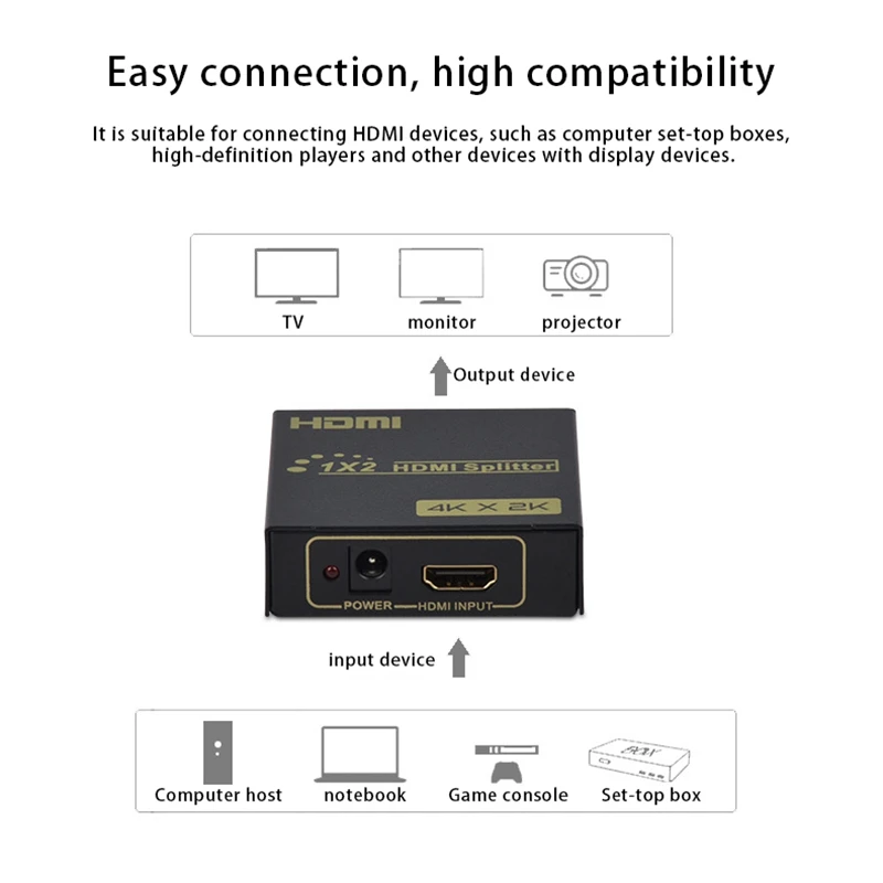 Разветвитель HDMI 1 в 2 выхода 4K видео разветвитель 1X2 адаптер преобразователь для
