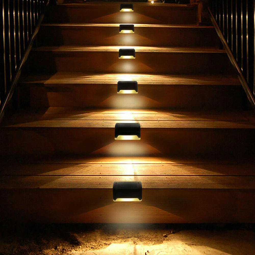 

4-16pcs LED Solar Lamp Deck Lights Wall Stairs LED Outdoor Garden Lamp Solar Stair Light Waterproof Step Light Landscape Light