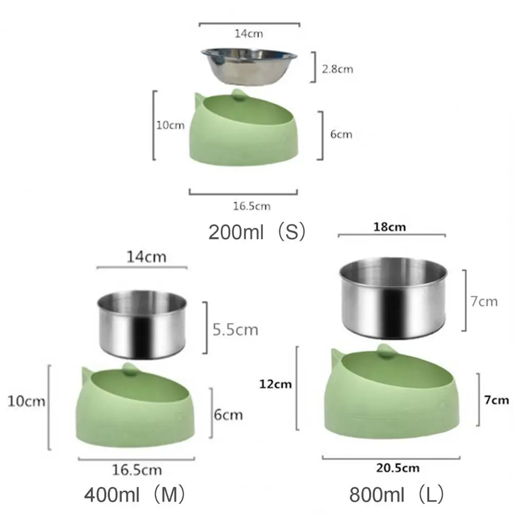 

Durable Pet Bowl Cat Face Shape Oblique Design Stainless Steel Cat Feeding Supplement for Home Kitten Feeding Accessories