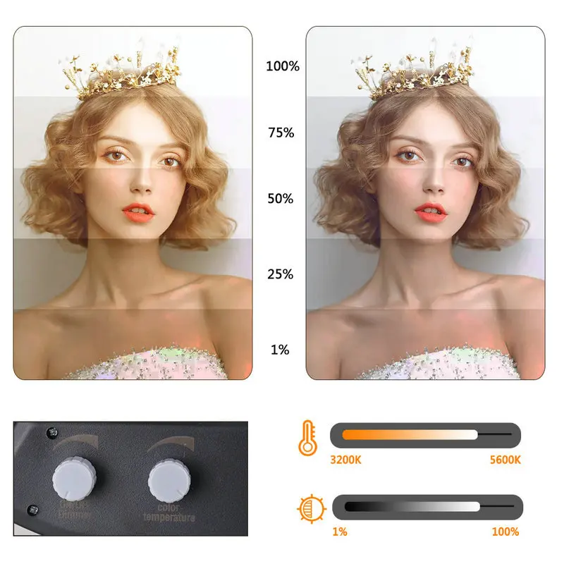 Светодиодный кольцевой светильник 14 дюймов для селфи лампа с регулируемой