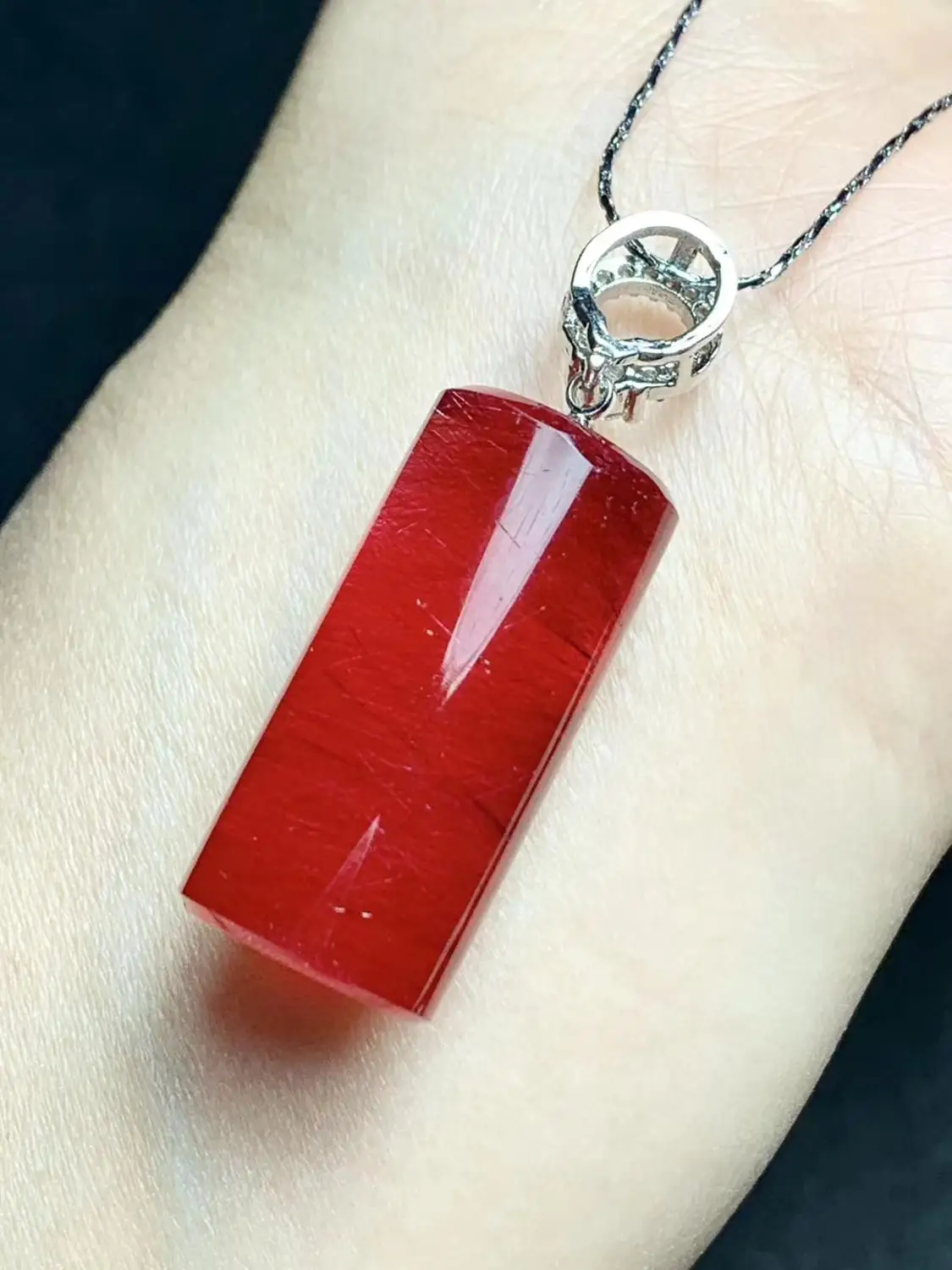 Натуральный Красный Рутиловый Кварц Драгоценный Кулон вечерние баррель Форма
