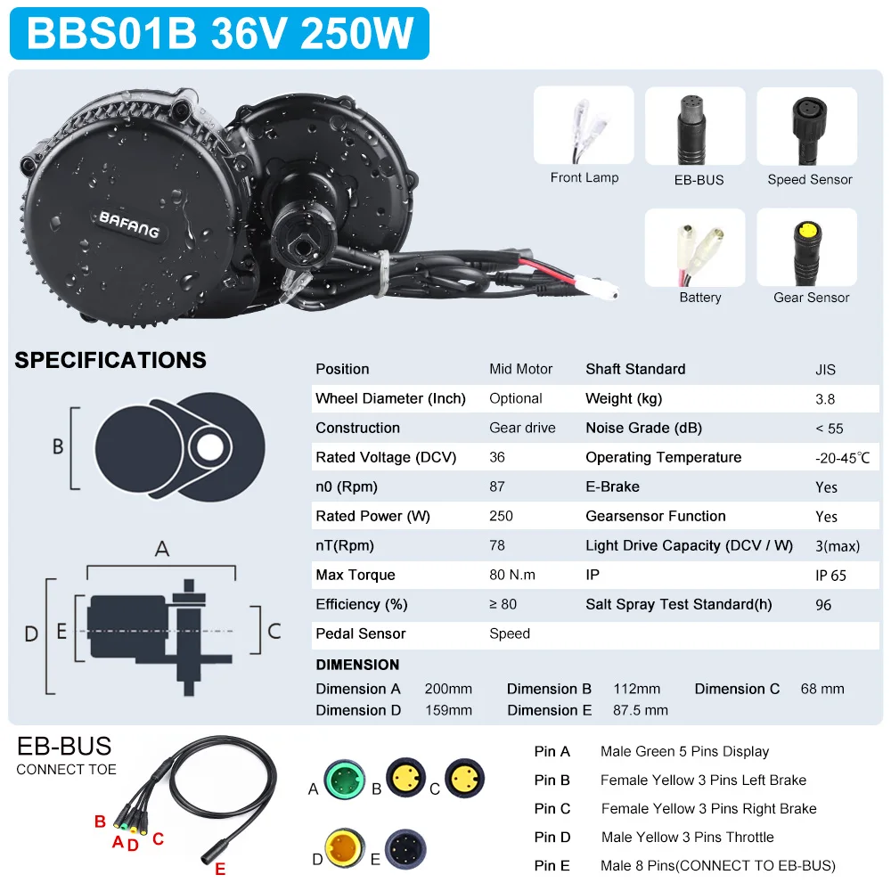 Набор для переоборудования велосипеда Bafang BBS01B 36 В 250 Вт | Спорт и развлечения