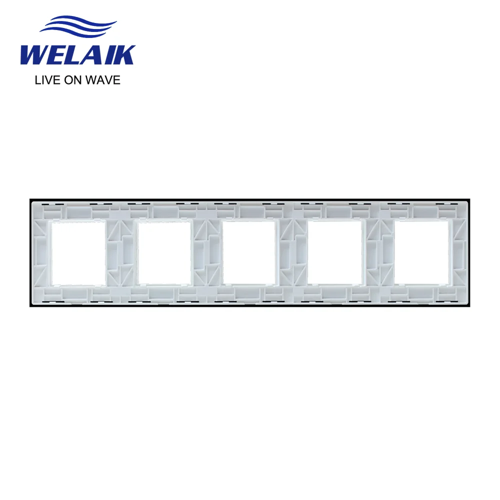 WELAIK EU 5Frame 364*80mm White Wall Socket Outlet Square Hole Crystal Tempered Glass Panel Only DIY Parts A58W1 | Обустройство дома