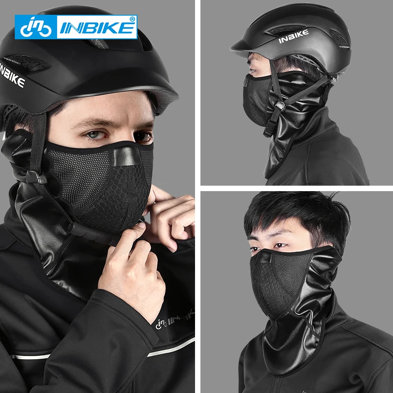 Кожаная Лыжная маска INBIKE ветрозащитная Флисовая теплая спортивная зимняя на