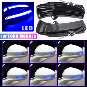 Image 1 - Поворотник с текущей водой светильник для FORD MONDEO MK5 2014 2019 последовательный динамический мигающий синий светодиодный светильник воротник