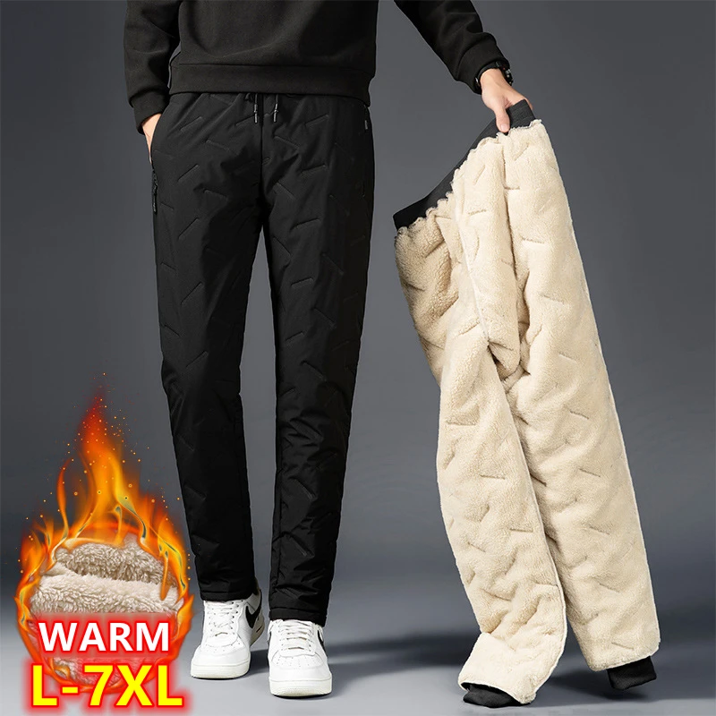 

2021 New Winter Outdoor Down Pants Men Windproof Warm Pants Thicken Waterproof Trousers Thicken Sweatpants Warm Pants Size L-7XL